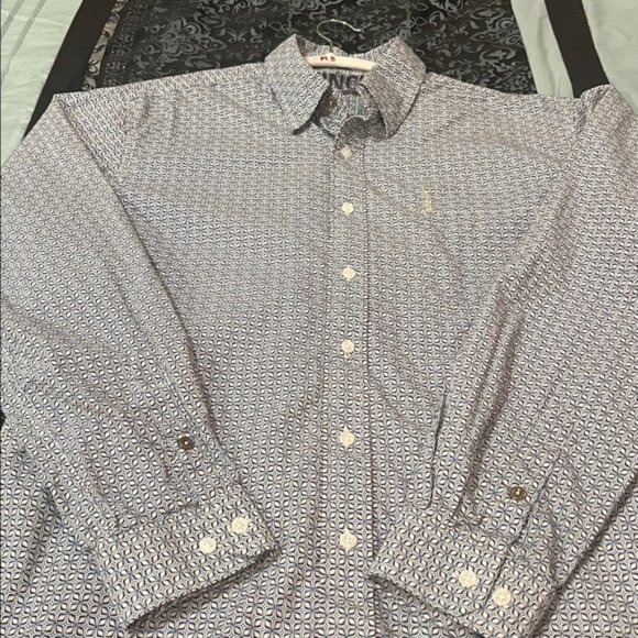 CINCH Men's Blue Patterned Button-Down Shirt, very nice, size medium - Picture 2 of 7